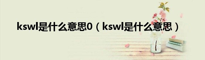 kswl是什么意思0（kswl是什么意思）