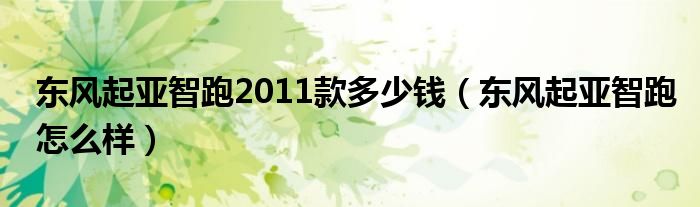 东风起亚智跑2011款多少钱（东风起亚智跑怎么样）