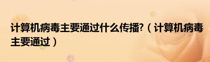 计算机病毒主要通过什么传播?（计算机病毒主要通过）