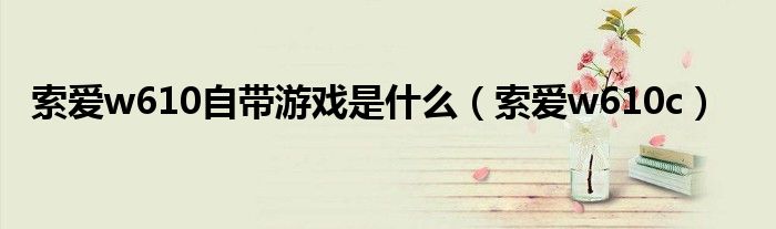 索爱w610自带游戏是什么（索爱w610c）