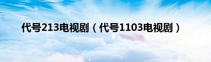 代号213电视剧（代号1103电视剧）