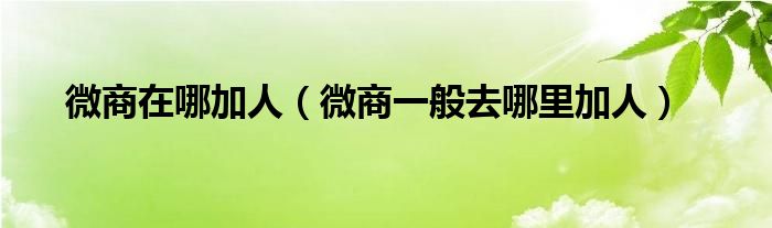 微商在哪加人（微商一般去哪里加人）